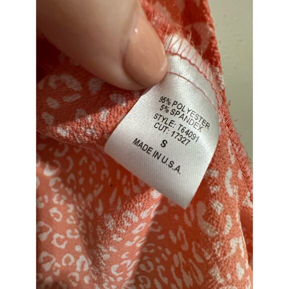 Oddy Coral White Balloon Sleeve Leopard Blouse Small - Picture 4 of 5